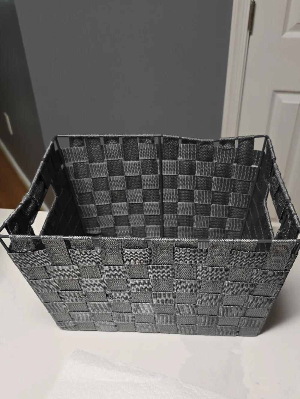 Gray Woven Storage Basket - 13x10x7 Inches at the Top